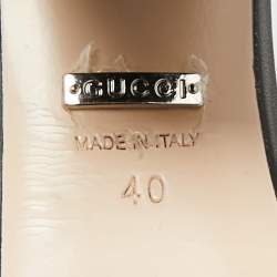 Pre Owned Gucci Black Leather Janaya GG Ankle Strap Sandals Size 40