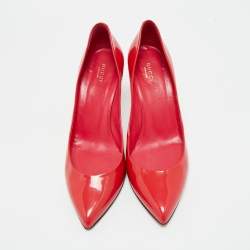 Pre Owned Gucci Red Patent Leather Pointed Toe Pumps Size 42