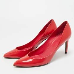 Pre Owned Gucci Red Patent Leather Pointed Toe Pumps Size 42