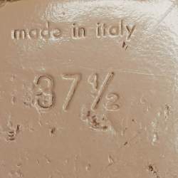 Pre Owned Gucci Metallic Gold Leather GG Marmont Block Heel Pumps Size 37.5