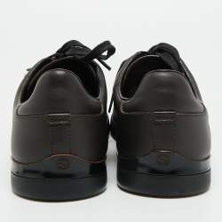 Pre Owned Gucci Dark Brown Leather Interlocking G Low Top Sneakers Size 39