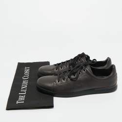 Pre Owned Gucci Dark Brown Leather Interlocking G Low Top Sneakers Size 39