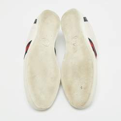 Pre Owned Gucci White Guccissima Leather Web Detail Low Top Sneakers Size 39
