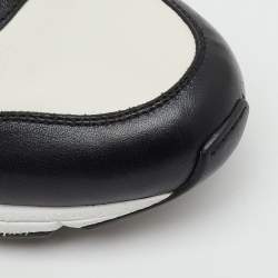 Pre Owned Gucci White/Black Leather Interlocking G Low Top Sneakers Size 38