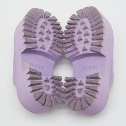 Pre Owned Gucci Purple Rubber GG Perforated Platform Mules Size 37