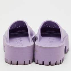 Pre Owned Gucci Purple Rubber GG Perforated Platform Mules Size 37