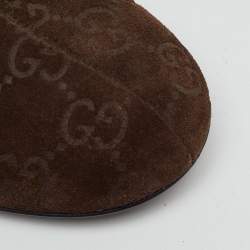 Pre Owned Gucci Dark Brown Guccissima Suede Mid Calf Boots Size 39