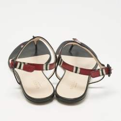 Pre Owned Gucci Multicolor Leather Yoko Snake Print Thong Flats Slides Size 38.5