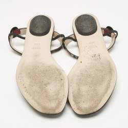 Pre Owned Gucci Multicolor Leather Yoko Snake Print Thong Flats Slides Size 38.5