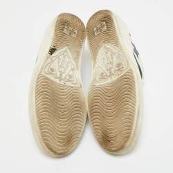 Pre Owned Gucci White Leather and Snakeskin Embossed Ace Lace Up Sneakers Size 36