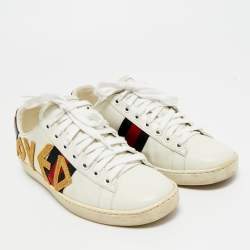 Pre Owned Gucci White Leather Loved Ace Sneakers Size 37