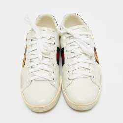 Pre Owned Gucci White Leather Loved Ace Sneakers Size 37