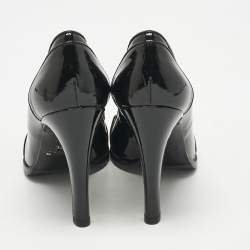 Pre Owned حذاء كعب عالي غوتشي هورسيبت جلد أسود لامع مقاس 37