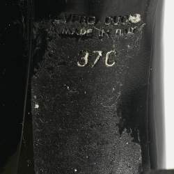 Pre Owned حذاء كعب عالي غوتشي هورسيبت جلد أسود لامع مقاس 37