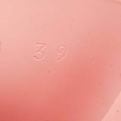 Pre Owned Gucci Pink Rubber Embossed Logo Block Heel Slide Sandals Size 39