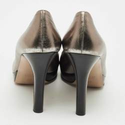 Pre Owned Gucci Metallic Leather Platform Pumps Size 40