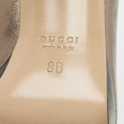 Pre Owned Gucci Metallic Leather Platform Pumps Size 40