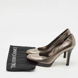 Pre Owned Gucci Metallic Leather Platform Pumps Size 40