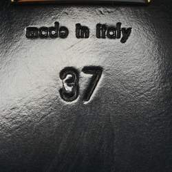 Pre Owned Gucci Black Leather Horsebit Block Heel Slingback Pumps Size 37