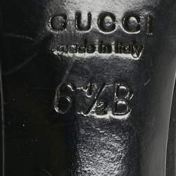 Pre Owned Gucci Black Leather GG Interlocking Slide Sandals Size 36.5