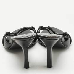 Pre Owned Gucci Black Leather GG Interlocking Slide Sandals Size 36.5