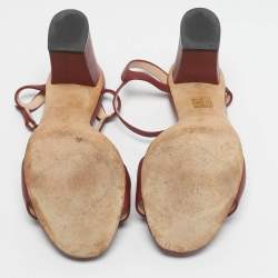 Pre Owned Gucci Burgundy Leather Horsebit Ankle Strap Sandals Size 40