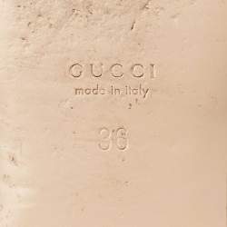 Pre Owned Gucci Beige Leather GG Marmont Flat Slides Size 36