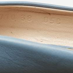 Pre Owned Gucci Sky Blue Leather Horsebit Wedge Pumps Size 38