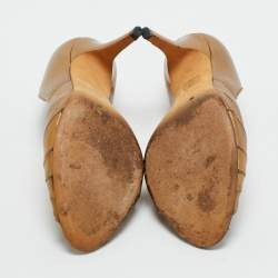 Pre Owned Gucci Metallic Bronze Leather Knot Peep Toe Pumps Size 41