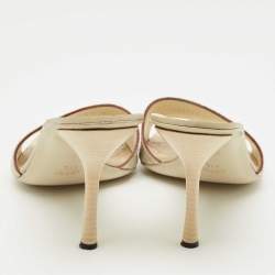 Pre Owned Gucci Cream Guccissima Leather Slide Sandals Size 41