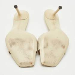 Pre Owned Gucci Cream Guccissima Leather Slide Sandals Size 41