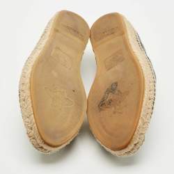 Pre Owned Gucci Black Leather GG Marmont Espadrille Flats Size 37.5