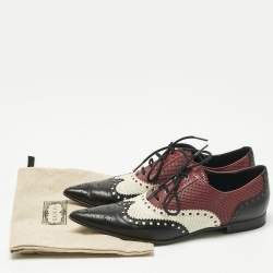 Pre Owned Gucci Burgundy Leather Lace Up  Brogues Size 36