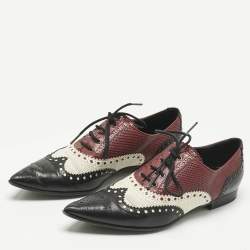 Pre Owned Gucci Burgundy Leather Lace Up  Brogues Size 36
