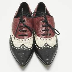 Pre Owned Gucci Burgundy Leather Lace Up  Brogues Size 36