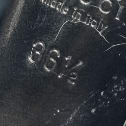 Pre Owned Gucci Plum Leather Flyod Horsebit Detail Peep Toe Pumps Size 36.5