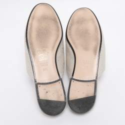 Pre Owned Gucci Cream Canvas Princetown Horsebit Mules Size 38.5