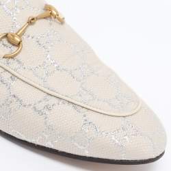 Pre Owned Gucci Cream Canvas Princetown Horsebit Mules Size 38.5