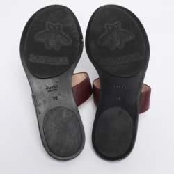 Pre Owned Gucci Burgundy Leather GG Marmont Thong Flats Size 36
