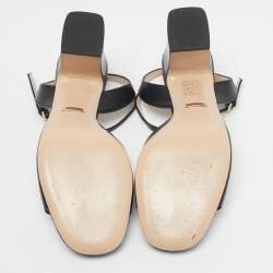 Pre Owned Gucci Black Leather Horsebit Ankle Strap Sandals Size 39
