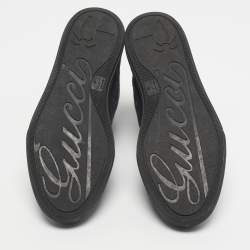 Pre Owned Gucci Black GG Canvas and Leather Brooklyn High Top Sneakers Size 39