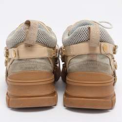 Pre Owned Gucci Beige Leather, Suede and Mesh Flashtrek Chunky Sneakers Size 39
