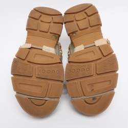 Pre Owned Gucci Beige Leather, Suede and Mesh Flashtrek Chunky Sneakers Size 39