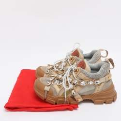 Pre Owned Gucci Beige Leather, Suede and Mesh Flashtrek Chunky Sneakers Size 39