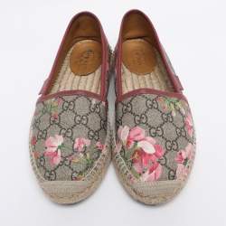 Pre Owned Gucci Multicolor GG Supreme Bloom Canvas Espadrille Flats Size 36.5