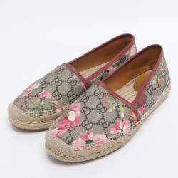 Pre Owned Gucci Multicolor GG Supreme Bloom Canvas Espadrille Flats Size 36.5