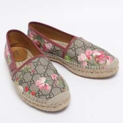 Pre Owned Gucci Multicolor GG Supreme Bloom Canvas Espadrille Flats Size 36.5