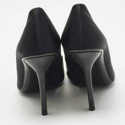 Pre Owned Gucci Black Satin Horsebit Peep Toe Pumps Size 39