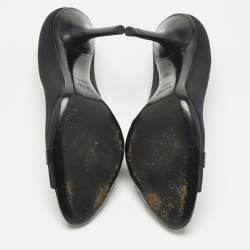 Pre Owned Gucci Black Satin Horsebit Peep Toe Pumps Size 39
