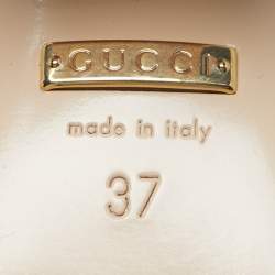 Pre Owned Gucci Metallic Leather GG Marmont Fringe Details Open Toe Sandals Size 37